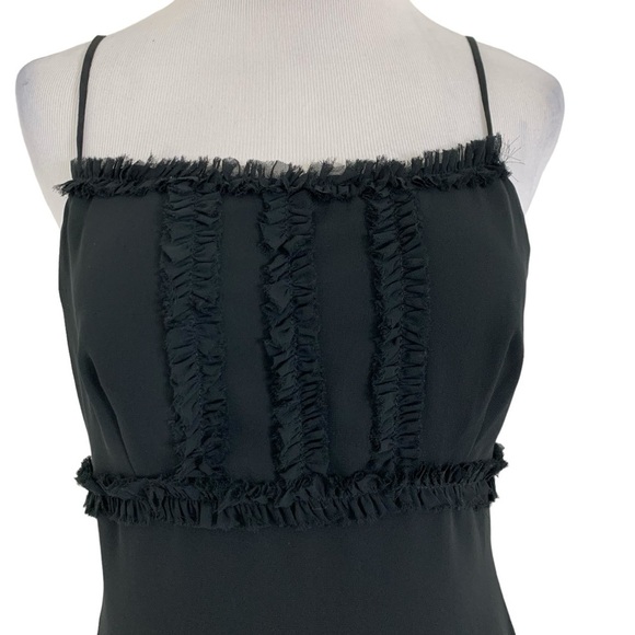 Vintage CDC Petites Y2K 90s Ruffle Spaghetti Strap Little Black Dress - Picture 12 of 14